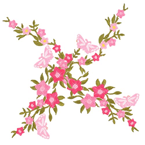 OFFIGAM 2 Stück Blumen und Schmetterlingsmuster Aufnäher DIY Patches zum Aufbügeln für Kleidung und Accessoires Farbenfroh und Detailreich zum Verzieren und Reparieren von OFFIGAM