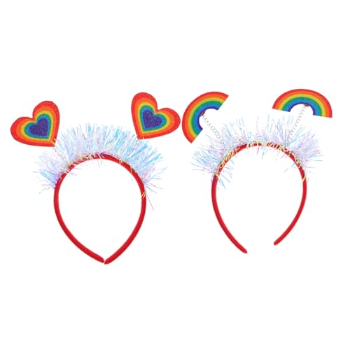 OFFIGAM 2 Stück Bunter Liebeskopfreif Zum Valentinstag Kopfschmuck Zum Valentinstag Stirnband In Herzform Kopfbedeckung Zum Valentinstag Glitzerherz Stirnband Liebeshaarband Rotes von OFFIGAM