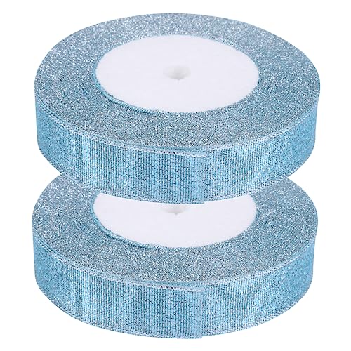OFFIGAM 2 Stück Buntes Zwiebelgürtel Verdrahtetes Band Kräuselbänder Wickeln Dekorationen Blumen Streifen Gewelltes Band Doppelt Exquisit Bänder Zum Basteln Hochzeit Polyester Blau von OFFIGAM