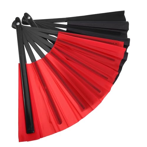 OFFIGAM 2 Stück Faltbare Handfächer Tragbarer Tai Chi Fächer für Aufführungen Sportveranstaltungen und Tanz Robustes Design Leicht und Stylisch Rot und Schwarz von OFFIGAM