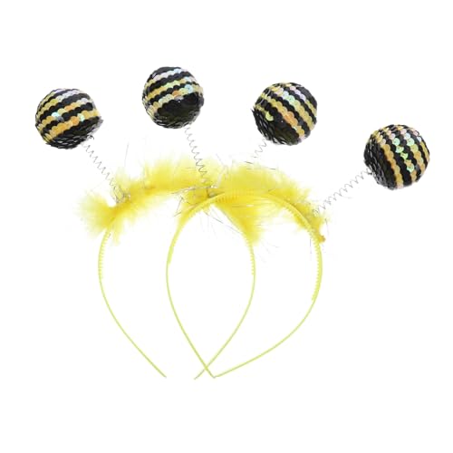 OFFIGAM 2 Stück Festliche Party Haarzubehör Antennen-Haarbänder Haarschmuck für Cosplay Haarschmuck für den Urlaub Feiertagsstirnbänder für Mädchen Partyzubehör Tuch Yellow von OFFIGAM