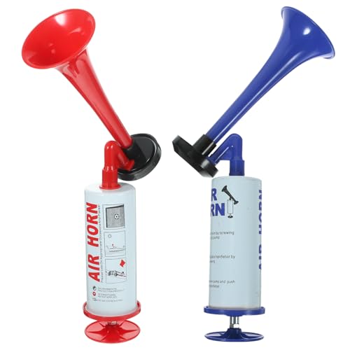 OFFIGAM 2 Stück Handheld Cheer Air Horn Laute Pump Hupe für Sport Feste und Feiern Rot Blau für Konzerte Hochzeiten Geburtstagsfeiern und Mehr von OFFIGAM