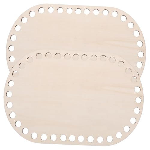 OFFIGAM 2 Stück Holz Bodenplatten für DIY Häkelkörbe Stabile Basis für Taschen und Korbgestaltung für Strick und Flechtprojekte Naturholz von OFFIGAM