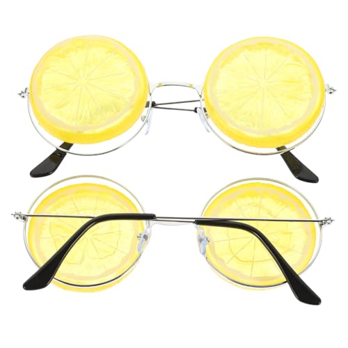 OFFIGAM 2 Stück Lustige Brille Strand Zitrone Retro Gläser Rave-brille Party Geformt Brillen Für Fotoautomaten Sonnenbrillen Baustützen Gurkenglas Kindersonnenbrille Yellow von OFFIGAM