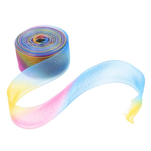 OFFIGAM 2 Stück Regenbogen -gradientenband Valentinstag Verpackungsband Bastelbänder Zum Einwickeln Blumenband Hochzeitsband Sportband Kranz Machen Band Wickelband Für Polyester von OFFIGAM