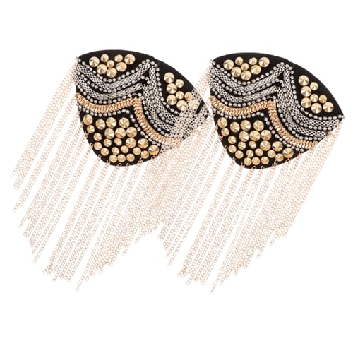 OFFIGAM 2 Stück Schulterklappen mit Quasten und Nieten Modische Ketten epaulette Auffälliges Schmuck accessoire für Kostüme Hochzeit Karneval Bühne Unisex Design von OFFIGAM