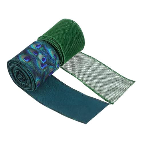 OFFIGAM 2 Stück Teiliges Polyester Dekoband Grün mit Drahtkante Pfauenfeder Breit für Geschenkverpackung Kränze Bögen Weihnachtsdeko und Diy Basteln OFFIGAM 2 Stück Teiliges Polyester Dekoband Grün mit Drahtkante Pfauenfeder Breit für Geschenkverpackung Kränze Bögen Weihnachtsdeko und Diy Basteln von OFFIGAM