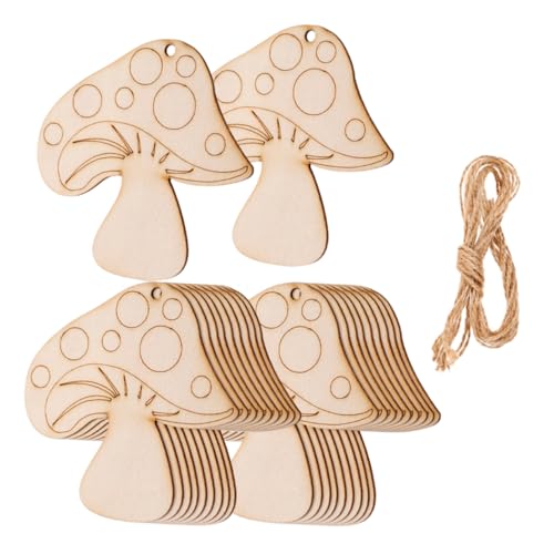 OFFIGAM 20 Stück Holz Pilz Bastelstücke Unbehandelte Holzscheiben für DIY Kunsthandwerk Malen und Dekoration für Hochzeiten Spiele und Kreative Projekte von OFFIGAM