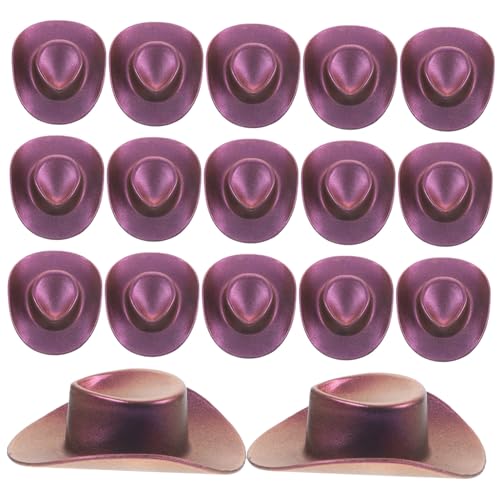 OFFIGAM 20 Stück Mini-Cowboyhut Puppenhut kleine Cowboyhüte Frosch erster Geburtstag Partyhut partyhüte Dekoration Weihnachten austauschbare Minihüte Miniaturhut Plastik Violett von OFFIGAM