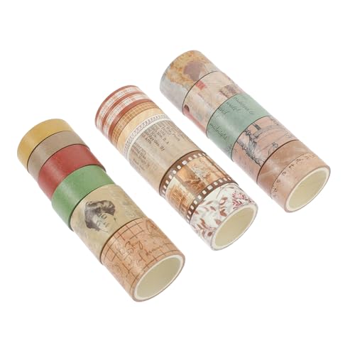 OFFIGAM 20 Stück Retro Pocket Tape Farben Album DIY Aufkleberstreifen Klebebänder Blumendekoration Organizer Muster Retro Aufkleber Dekoratives Doppelseitiges Klebeband Japanpapier von OFFIGAM