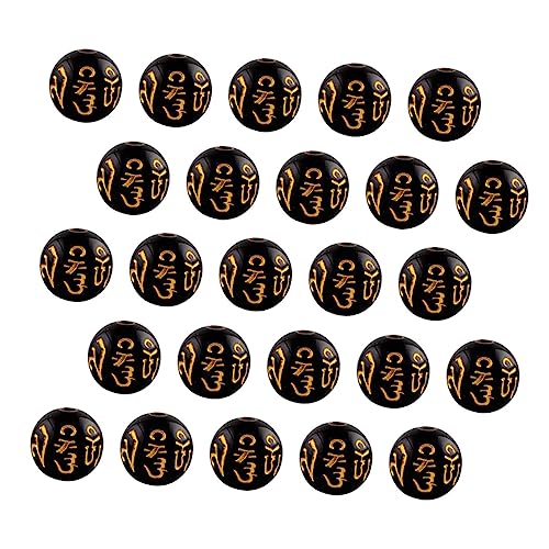 OFFIGAM 200 Stück Buddha Perlen Schwarze Vergoldete Schmuckperlen für DIY Armbänder und Geeignet für Buddhistische Aktivitäten von OFFIGAM