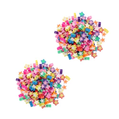 OFFIGAM 200 Stück Fünfzackige Stern Perlen DIY Polymer Clay Loose Beads für Armbänder und Schmuckprojekte für Basteln und Kinderhandwerk von OFFIGAM