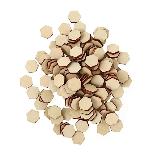 OFFIGAM 200Stück Buchenholz Sechseckige Ornamente für DIY Handwerk Hochzeits und Weihnachtsdekorationen Langlebige Holzformen für Kreative Bastelprojekte von OFFIGAM