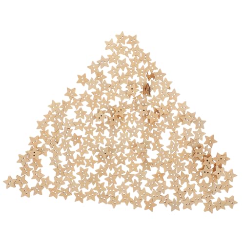 OFFIGAM 200Stücke Holzknöpfe Sternform Natürliche Holzknöpfe für Handwerk Scrapbooking und Bastelprojekte und Hautfreundlich von OFFIGAM