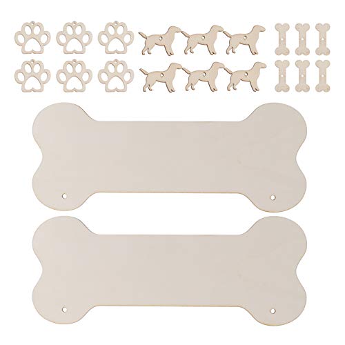 OFFIGAM 20Stücke DIY Holzschild Hundeknochen Pfoten Leeres Holzschild für Kreative Projekte Bastelmaterial für Haustier Dekorationen Glatte Kanten Langlebig und Leicht von OFFIGAM