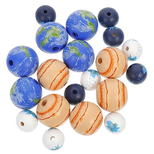 OFFIGAM 20Stücke Runde Holzperlen für DIY Perlen Holzperlen für Schmuck Bastelprojekte und Dekoration Erdball von OFFIGAM