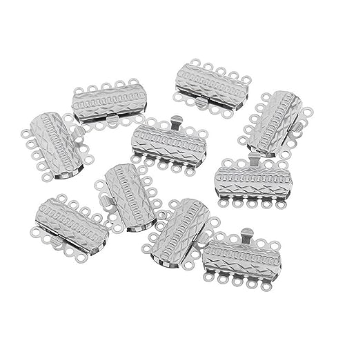 OFFIGAM 20Stücke Schmuckherstellungs Zubehör Reihige Schmuckverschlüsse Armband und Halskettenverbinder DIY Steckverbinder Silber für Kreative Projekte von OFFIGAM