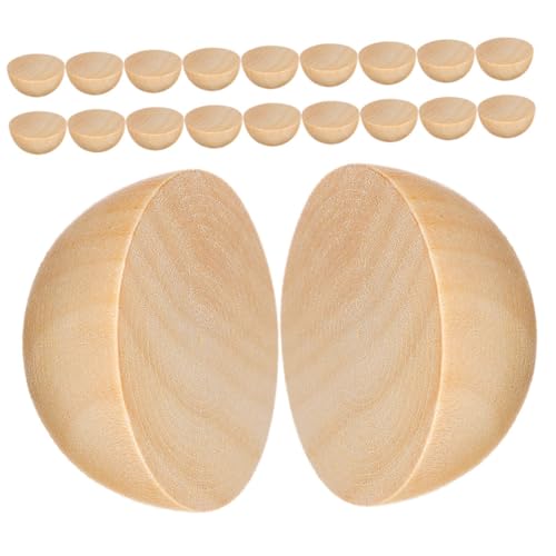 OFFIGAM 20pcs Natürliche Halbholzkugeln Für DIY -projekte Unvollendete Holzperlen Für Wohnkultur Für Malerei Flecken von OFFIGAM