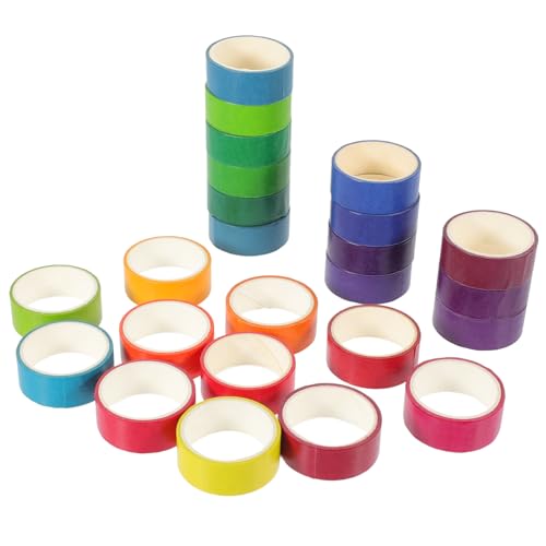 OFFIGAM 24Rollen Selbstklebende Washi Tapes Schneidbare Scrapbook Bänder Dekorative Klebebänder für DIY Journal und Planner Vielseitige Bastelmaterialien Leuchtenden Farben von OFFIGAM