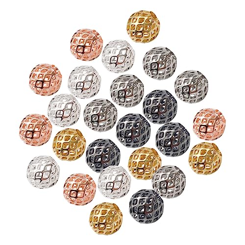 OFFIGAM 25 Stück DIY Metallperlen Lochperlen für Armbänder Spacer Perlen für Schmuckherstellung mit Loch Gold Silber Schwarz und Roségold für Kreative Bastelprojekte von OFFIGAM