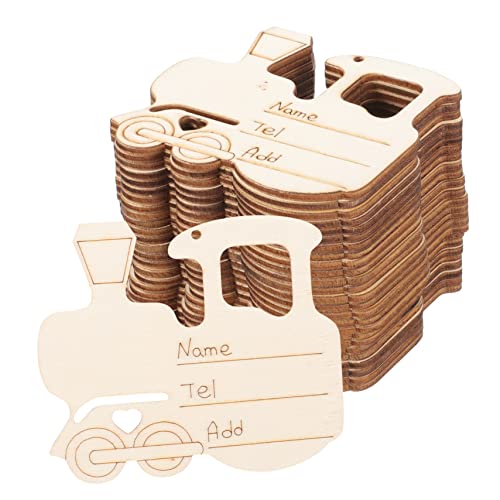 OFFIGAM 25 Stück Holzscheiben für Bastelprojekte Kreative Zugform Holzanhänger Unvollendete Holzslices für DIY Dekoration Partyzubehör und Geschenkanhänger von OFFIGAM