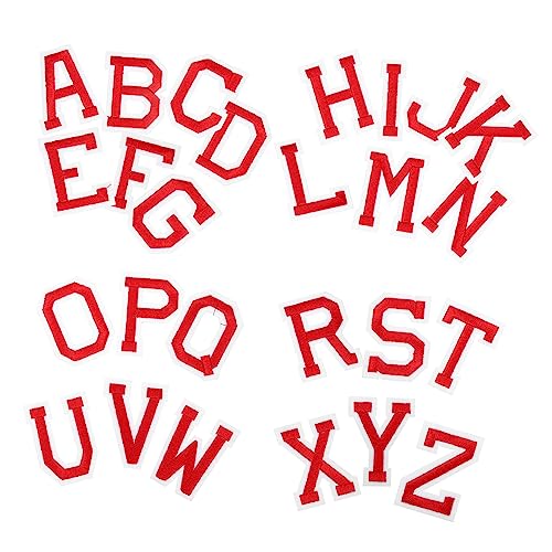 OFFIGAM 26Stücke Z Eisen Stickbuchstaben Patches für Kleidung Taschen Hüte Rote Alphabet Aufnäher zur Dekoration und Reparatur und Langlebig von OFFIGAM