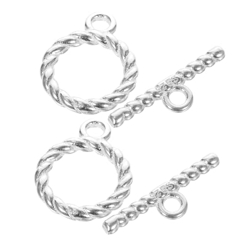OFFIGAM 2Sätze Silberfarbenen Knebelverschlüssen für DIY Schmuckherstellung Verbindungselemente für Halsketten und Armbänder Rostfrei und Leicht von OFFIGAM