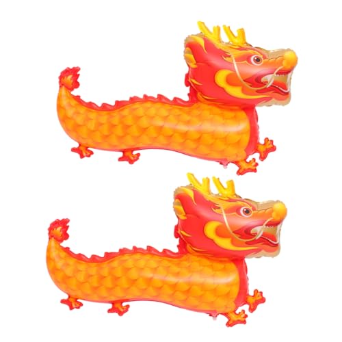 OFFIGAM 2Stücke Drachenballon aus Aluminiumfolie Neujahrsparty Dekoration Bezaubernde Drachenballons für Familienfeiern für Jahr Des Drachen Orangefarbene Luftballons von OFFIGAM