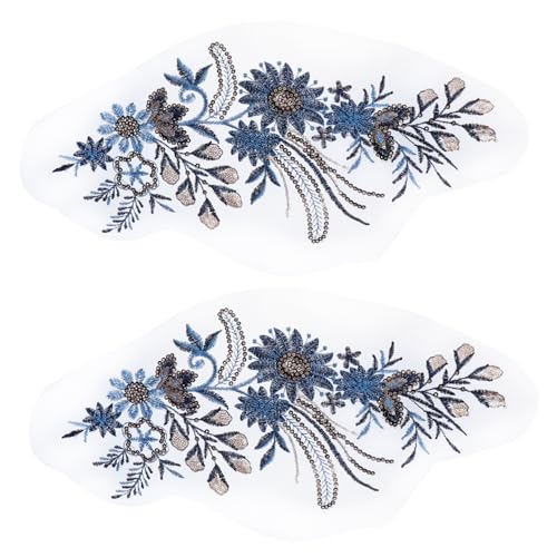 OFFIGAM 2Stücke Gestickte Stoffaufnäher für DIY Kleidung Dekoration Applikationen mit Strasssteinen für Taschen und Kunsthandwerk Große Blaue Blüten Handgemacht OFFIGAM 2Stücke Gestickte Stoffaufnäher für DIY Kleidung Dekoration Applikationen mit Strasssteinen für Taschen und Kunsthandwerk Große Blaue Blüten Handgemacht von OFFIGAM