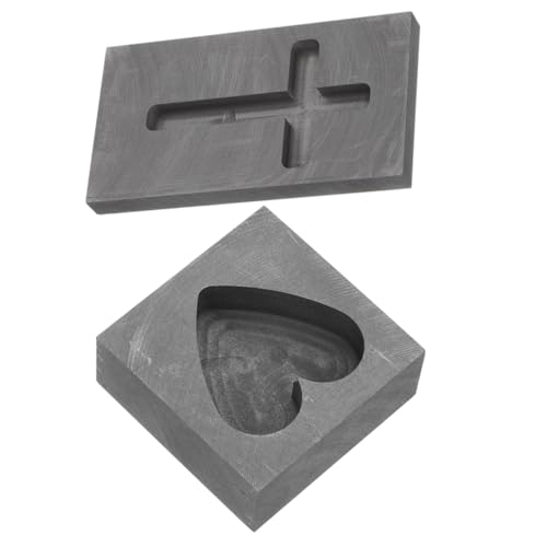 OFFIGAM 2Stücke Graphit Gussform Herzform und Kreuzform für DIY und Silberguss Hochtemperaturbeständige Ingotform Graphit für Metallverarbeitung und Schmuckherstellung OFFIGAM 2Stücke Graphit Gussform Herzform und Kreuzform für DIY und Silberguss Hochtemperaturbeständige Ingotform Graphit für Metallverarbeitung und Schmuckherstellung von OFFIGAM