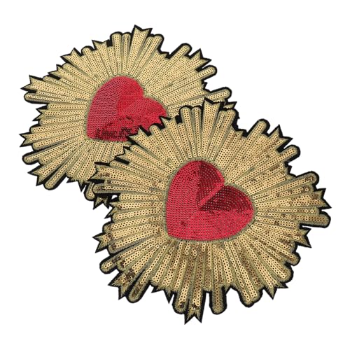 OFFIGAM 2Stücke Pailletten Herz Aufnäher Handmade Stickerei Patch für Kleidung Bügelpatches für Dekoration und Reparatur Glänzendes Design Vielseitiges Zubehör von OFFIGAM