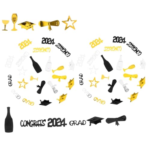 OFFIGAM 2Taschen Beutel Abschluss Konfetti für Party Dekoration Schwarzes und Goldenes Design DIY Tischdeko für Abschlussfeier Vielseitig Einsetzbar für Feiern und Events von OFFIGAM