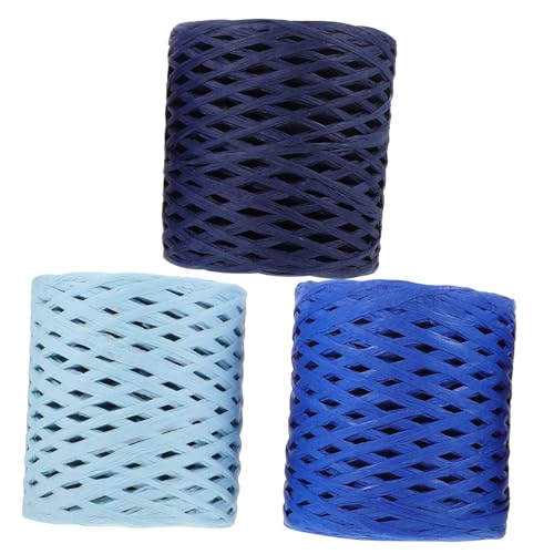 OFFIGAM 3 Rollen Farbige Raffia Papierbänder DIY Geschenkverpackung Blumenstrauß Dekoration Himmelblau Meerblau Vielseitige Bastelschnur für Weihnachten und Handwerksprojekte von OFFIGAM