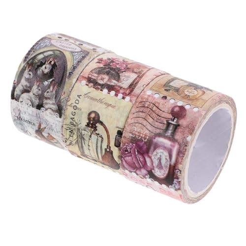 OFFIGAM 3 Rollen Retro Washi Tape Vintage Briefmarken Klebeband für Scrapbooking Journaling und Kreative Dekoration Zufällige Designs für Bastelprojekte und Sammler von OFFIGAM
