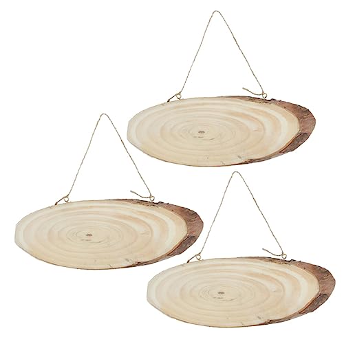 OFFIGAM 3 STÜCKE Ovaler Holz Hängeschild mit Rinde DIY Bastelplatten Kiefer für Rustikale Dekorationen ca Breit für Hochzeiten und Handwerk von OFFIGAM