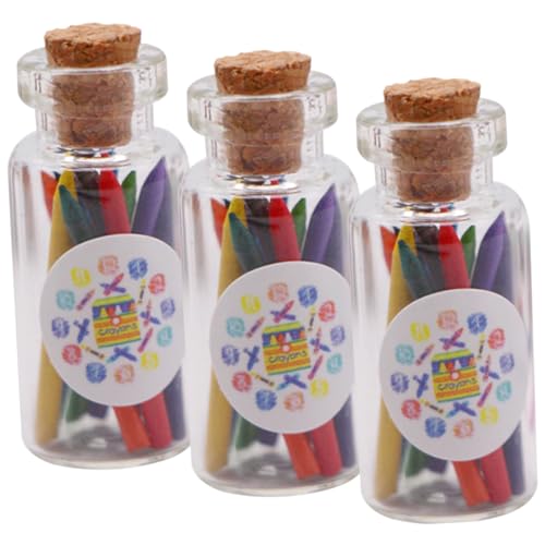 OFFIGAM 3 Satz Puppenhaus Buntstifte Zubehör Bausatz Miniatur künstlich bastelzeug handwerkskunst Farbenfrohe Wachsmalstifte kleine Buntstifte Puppenhauslieferungen Plastik von OFFIGAM
