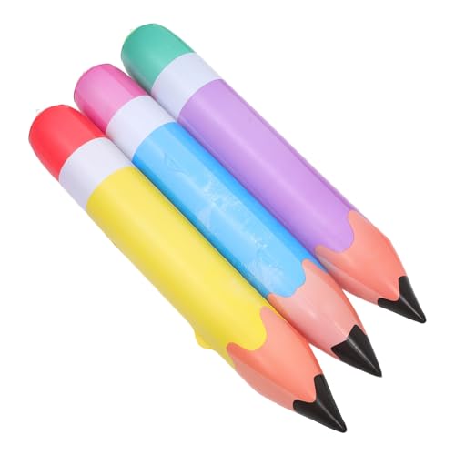 OFFIGAM 3 Stück Aufblasbare Bleistift Spielzeuge Jumbo Bleistift Requisiten für Schulanfang und Geburtstagsfeiern PVC Deko Gelb Blau und Lustige Party Dekoration und Fotorequisiten von OFFIGAM