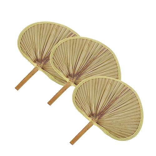 OFFIGAM 3 Stück Handgemachte Wanddekoration Fächer aus Natürlichem Material Sommerfächer für Partys und Strände Leicht und Tragbar Gelb von OFFIGAM
