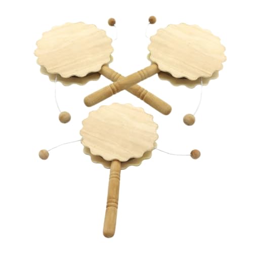 OFFIGAM 3 Stück Teiliges Unbemaltes Holz Rasselinstrument für DIY Malset für Kreative Bastelprojekte für Erzieher und Spielgruppen Hölzerne Rasseltrommel für Gestaltungen von OFFIGAM