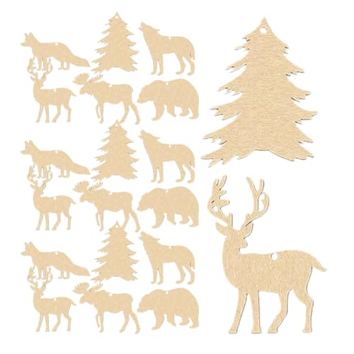 OFFIGAM 30 Stück Holztiere Unbearbeitet Teiliges DIY Tier Anhänger für Bastelprojekte Dekorationen und für Partys und von OFFIGAM