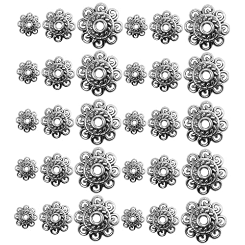 OFFIGAM 300Stücke Blumenperlenkappen Legierung Enden Spacer Perlen DIY Schmuckzubehör für Halsketten und Armbänder Antik von OFFIGAM