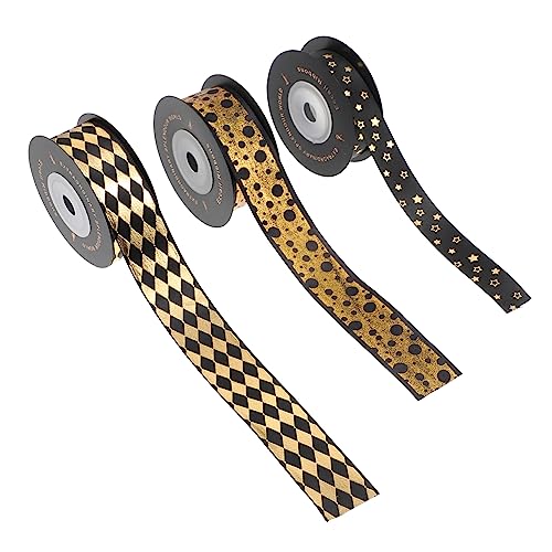OFFIGAM 3Rollen Geschenkverpackungsband Hochwertige Schwarze und Goldene Polyesterbänder für OFFIGAM 3Rollen Geschenkverpackungsband Hochwertige Schwarze und Goldene Polyesterbänder für von OFFIGAM
