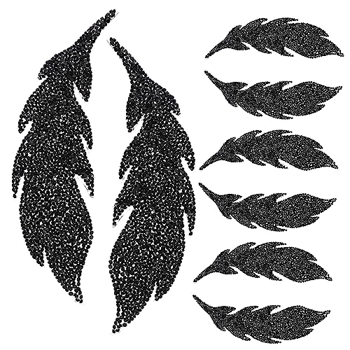 OFFIGAM 4 Paare Blattflecken Hutflecken Zubehör Applikationen für Bekleidung gestickte Aufnäher Strass-Hut stickrahmen schmucksteine zarte Fellflecken Blatteisenflecken Strasssteine Black von OFFIGAM