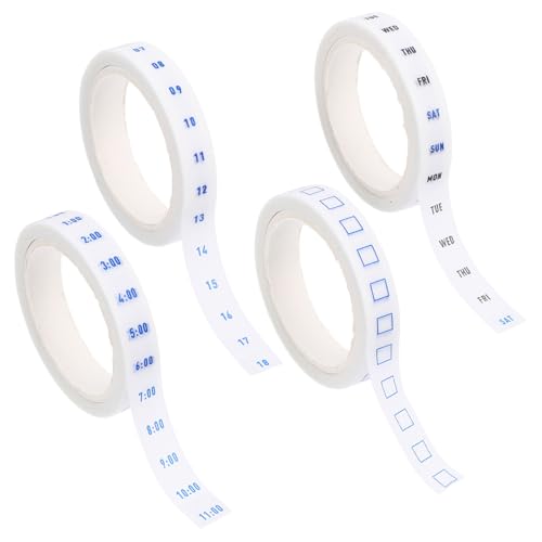 OFFIGAM 4 Rollen Washi Tape Set für Effizientes Zeitmanagement Dekoratives Klebeband zum Planen und Journaling Hochwertiges Papier für Büro und Schule für Sticker und Scrapbooking von OFFIGAM