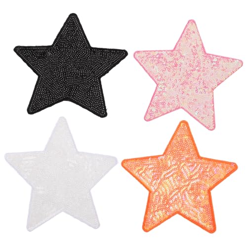 OFFIGAM 4 Stück Bestickte Stern Aufnäher mit Pailletten Selbstklebende Bügelbilder für Kleidung Rucksäcke Hüte Langlebige DIY Patch Dekoration in Weiß Orange Schwarz OFFIGAM 4 Stück Bestickte Stern Aufnäher mit Pailletten Selbstklebende Bügelbilder für Kleidung Rucksäcke Hüte Langlebige DIY Patch Dekoration in Weiß Orange Schwarz von OFFIGAM