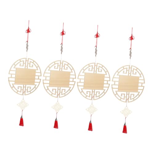 OFFIGAM 4 Stück Diy Holzornamente im Chinesischen Stil für Frühlingsfest Dekorationen Kreative Wandkunst für Einfaches Malen und Basteln von OFFIGAM