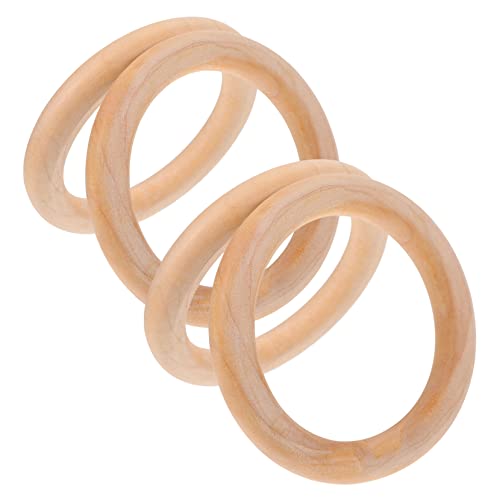 OFFIGAM 4 Stück Holzringe Dekorative Kreise Runde Hängehülsen Handgriffe für Taschen DIY Zubehör Naturholz Durchmesser Dicke von OFFIGAM