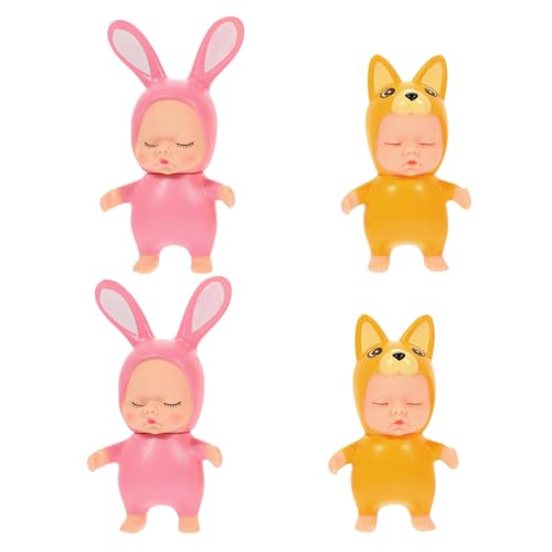 OFFIGAM 4 Stück Schlafender -Kuchen-Korb kleine Figuren tierische Desktop-Dekoration Babypuppenfiguren party decoration party dekoration Partyschmuck bezaubernde Tortendekoration PVC von OFFIGAM