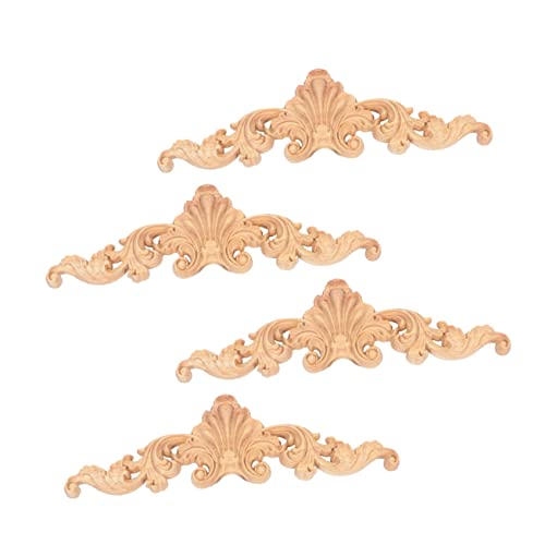 OFFIGAM 4 Stück Teiliges Holzschnitzerei Möbeldekor Europäische Holzapplikationen für Schrank und Tür als Hauswärmgeschenk Präzise Verarbeitung Eleganter Look von OFFIGAM