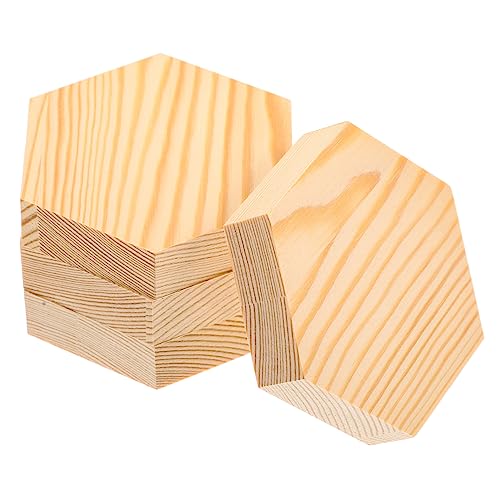 OFFIGAM 4 Stück Teiliges Sechseckige Holzscheiben Unbehandelt DIY Bastelmaterial für Kreative Projekte Breit X für Malerei und Dekoration von OFFIGAM